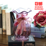 欧式花瓶玻璃透明富贵竹荷叶边波浪口花瓶摆件客厅水培台面花器