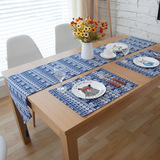 原创设计东南亚欧式美式奢华 蓝色小象餐桌桌旗 床旗 高端品质