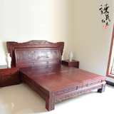 花鸟红木床花梨木床实木床1.8米双人床财源滚滚檀雕大床红木家具