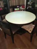 汉白玉桌面餐桌+餐椅*6 （柚木实木，➕部分柚木贴面）
