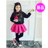 女童春秋款套装 卡通韩版卫衣 T恤 蓬蓬裙 太空棉 两件套