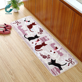 卡比特可爱卡通猫咪图案卧室床边床前地毯厨房防滑长条脚垫子