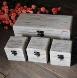 美式乡村欧法式复古实木做旧创意珠宝饰品首饰盒针线整理盒四件套