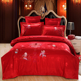富丽棉真金欧美床单式四件套纯棉床上用品活性印花被套多件套