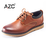 AZC日常商务休闲皮鞋男牛皮工装男鞋真皮男式系带英伦风低帮潮鞋