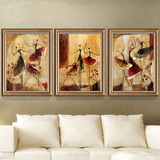 客厅装饰画三联油画组合沙发背景抽象挂画现代简约欧式人物油画布