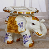 大象换鞋凳子招财白色大象摆件 欧式客厅家居装饰品实用结婚礼物