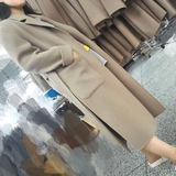 2016年秋冬新款韩国出口原单女款腰带双面手缝羊绒羊毛大衣外套
