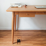「二黑木作/空气 书桌」原创 樱桃木黑胡桃 北欧带抽屉实木书桌