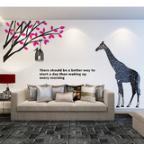 长颈鹿亚克力立体墙贴3D卧室儿童房沙发客厅背景现代田园装饰贴画