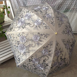 阿罗依二折蕾丝刺绣太阳伞超强防晒防紫外线折叠黑胶立体花晴雨伞