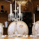 欧式复古奢华五头水晶蜡烛台样板房软装饰品婚庆婚礼餐桌烛台摆件