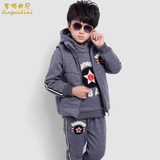 童装冬装2014男童冬季套装儿童中大童韩版加厚卫衣三件套保暖套装