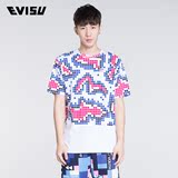 香港代购EVISU福神男式夏季短袖T恤小方块时尚男装短袖T恤潮牌潮