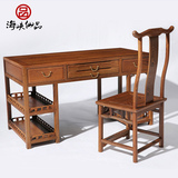 红木鸡翅木电脑桌 纯实木家用台式电脑桌书桌写字台中式办公桌椅
