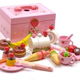 女孩新年礼物出口仿真生日蛋糕儿童宝宝木质切切乐过家家厨房玩具