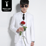 男士西服套装修身商务休闲白色西服套装韩版新郎西装结婚礼服男