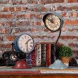 欧式创意时尚家居台灯座钟摆件咖啡厅客厅台式钟复古时钟软装饰品