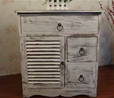 包邮地中海床头柜实木 做旧储物柜复古收纳柜美式斗柜 宜家置物柜
