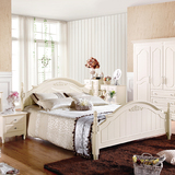 雅洲家具 韩式时尚双人床1.8米 卧室床衣柜 妆台凳组合 特价包邮