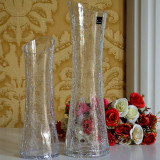 加厚斜口碎冰创意玻璃花瓶大号富贵竹百合水培透明玻璃花瓶