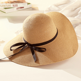 夏天草帽女大沿沙滩帽遮阳帽子凉帽可折叠防晒防紫外线太阳帽大檐