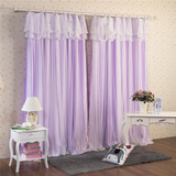 韩式风卧室客厅布艺高档遮光蕾丝紫色成品窗帘布料定制特价清仓