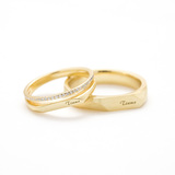 AVAMORE设计师品牌 纯银镀18k真金情侣对戒指 纪念日礼物刻字戒指
