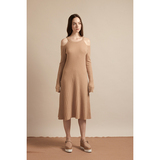 LIA原创独立设计师品牌 100%纯羊绒露肩显瘦修身针织女装连衣裙