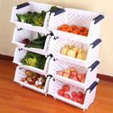 百露 加厚塑料厨房置物架可叠加水果蔬菜收纳架储物架收纳架菜架