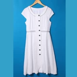 TSW208欧美外贸原单剪标白色修身长款女装短袖雪纺连衣裙 大码