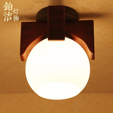 美式LED单头吸顶灯东南亚个性过道阳台玄关欧式田园实木卧室灯具