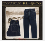 RRL 美式复古 阿美咔叽 男铁路竖条纹工装裤子靛蓝机车原色牛仔裤