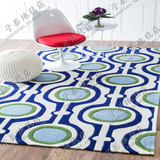 时尚简约欧式蓝色地毯客厅茶几沙发地毯卧室床边手工腈纶地毯定制