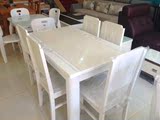 长沙特价时尚现代简约餐桌白色烤漆长方形实木大理石餐桌椅组合