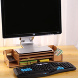 木质可调高度办公桌面电脑显示器底座增高架置物收纳架笔记本增高