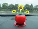 太阳能自动摇摆太阳花向日葵 摇头苹果花 车内装饰品 汽车摆件