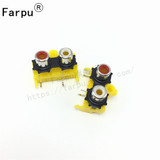 Farpu丨RCA座 AV音频插孔视频接口 2孔弯脚 黄色塑胶 红白孔 10个