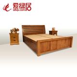 爱绿居 法式白橡木双人床 纯实木床田园风格家具 简约箱体床大床