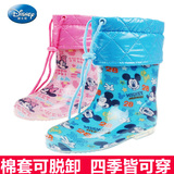 迪士尼宝宝雨靴男童保暖小孩水鞋女童两用加绒时尚防滑儿童雨鞋