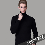 韩版新款冬青年男士高领羊毛衫 可翻高领毛衣男加厚大码男装修身