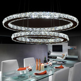 现代简约不锈钢LED水晶灯客厅灯餐厅吊灯椭圆形时尚创意卧室灯具