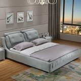 高档布艺床可拆洗棉麻现代双人婚床1.8米小户型简约时尚软包布床