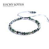 订制新品luckylotus净透水草玛瑙手链极细搭配美国金珠男女情侣款