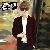 秋季新款韩版青年男士西装班尼路韩版休闲修身纯色长袖外套小西服