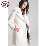 C＆A女式毛绒翻领羊毛大衣中长款外套CA200164897