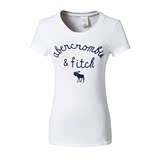 16夏新款 AF/Abercrombie Fitch 纯棉刺绣字母小鹿修身短袖女T恤