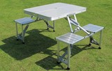 户外铝合金连体加厚折叠桌椅便携式野餐桌手提广告宣传桌厂价批发