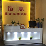 欧式雕花收银台前台柜台吧台服装店奶茶店收银台印花白色柜台带灯