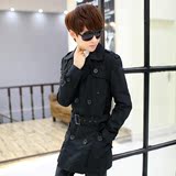 春季新款2016男士全棉中长款时尚韩版风衣 青少年外套